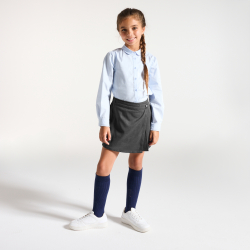 تنورة قصيرة ذات طيات، اللون رمادي، للفتيات